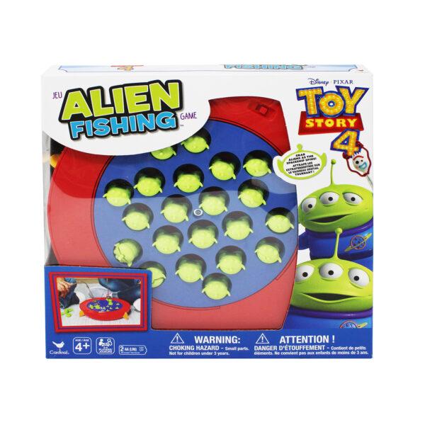 The classic Fishing Game has never been more fun! This Toy Story 4 Alien Fishing Game features little aliens in a cool spaceship. It's your job to grab the aliens with your claw as the spaceship spins. The player who collects the most aliens wins! Recommended for two to four players, ages four and up. Requires 2 AA batteries (not included).