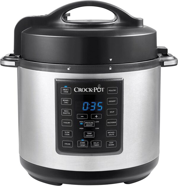 6 Quart 8 in 1 Multi Use Express Crock Programmable Pressure Cooker, Slow Cooker, Sauté & Steamer Stainless Steel 1