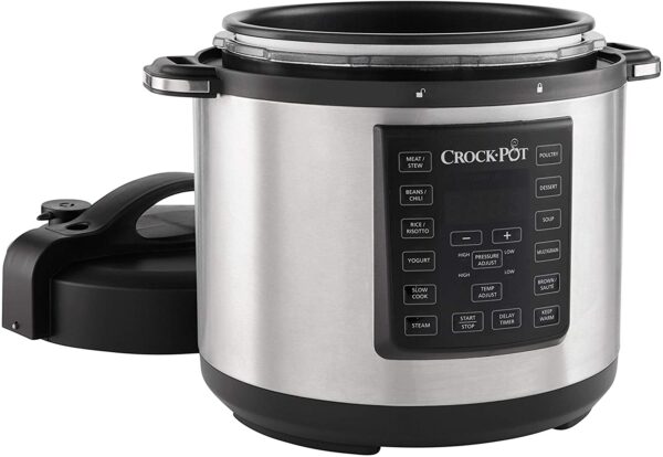 6 Quart 8 in 1 Multi Use Express Crock Programmable Pressure Cooker, Slow Cooker, Sauté & Steamer Stainless Steel 1