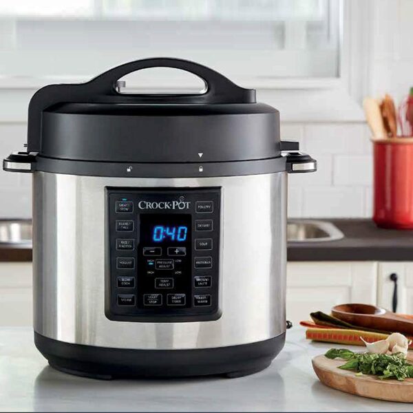 6 Quart 8 in 1 Multi Use Express Crock Programmable Pressure Cooker, Slow Cooker, Sauté & Steamer Stainless Steel 1