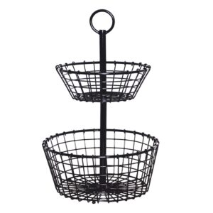 Black 2-Tier Wire Storage Basket