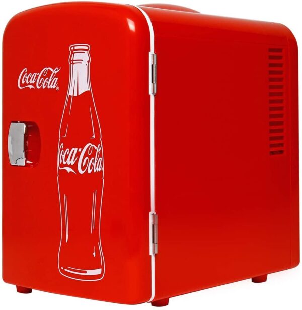 Coca-Cola Classic 4 Liter 4.2 Quarts 6 Can Portable Cooler Mini Fridge, Beverages, Baby Food, Skincare and Medications-Use 1