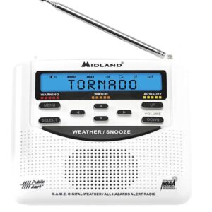 Midland® Radio Weather Alert Radio with Alarm Clock -White