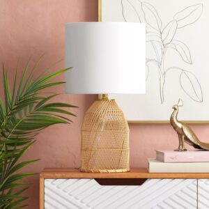 Rattan Diagonal Weave Table Lamp Tan - Opalhouse™ 4
