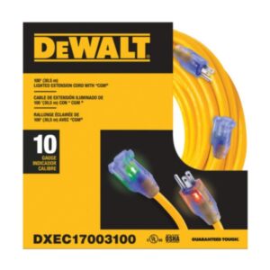 DEWALT 10/3 SJTW 100 ft Lighted Extension Cord