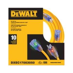 DEWALT 10/3 SJTW 50 ft Lighted Extension Cord