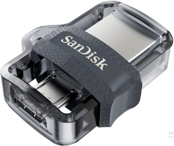 SanDisk - Ultra 128GB USB 3.0, Micro USB Flash Drive - Grey Transparent 1