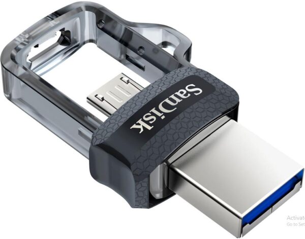 SanDisk - Ultra 128GB USB 3.0, Micro USB Flash Drive - Grey Transparent 1