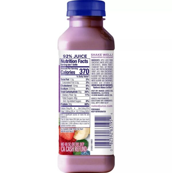 Naked All Natural Protein Zone Double Berry Protein Juice Smoothie -15.2oz
