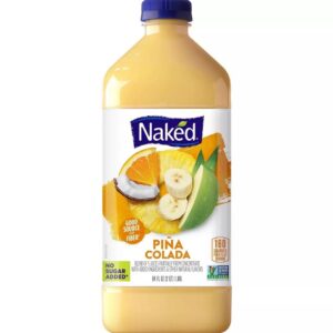 Naked Juice Pina Colada Includes 1 (64oz) bottle of Naked Juice, Pina Colada flavor Sunkissed pineapple, sweet apple, ripe banana, creamy coconut milk & juicy orange form an irresistible, island-inspired blend. Drink umbrella optional. Non-GMO Project Verified No Sugar Added. Contains: Does Not Contain Any of the 8 Major Allergens Features: No Added Sugar, No Preservatives Dietary Needs: Gluten Free, Vegan, Kosher, Non-GMO Project Verified, Certified Gluten Free