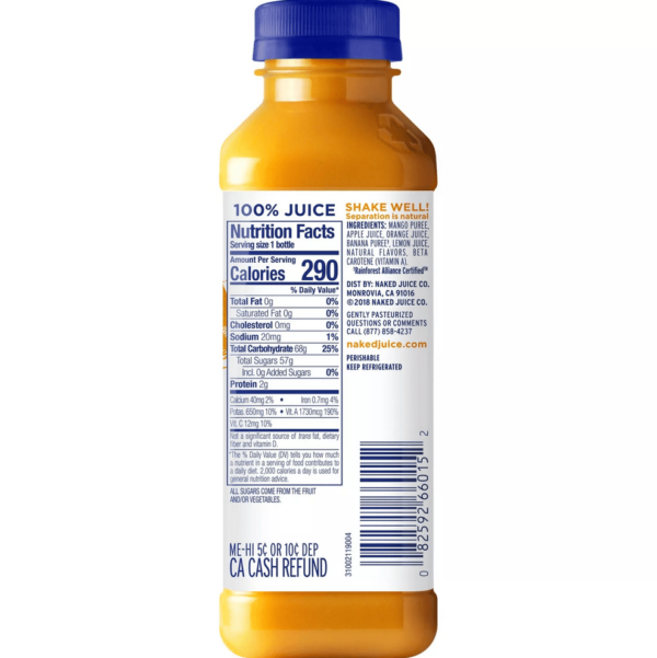 Naked Mighty Mango Fruit Juice Smoothie 15.2 fl oz Bottle2