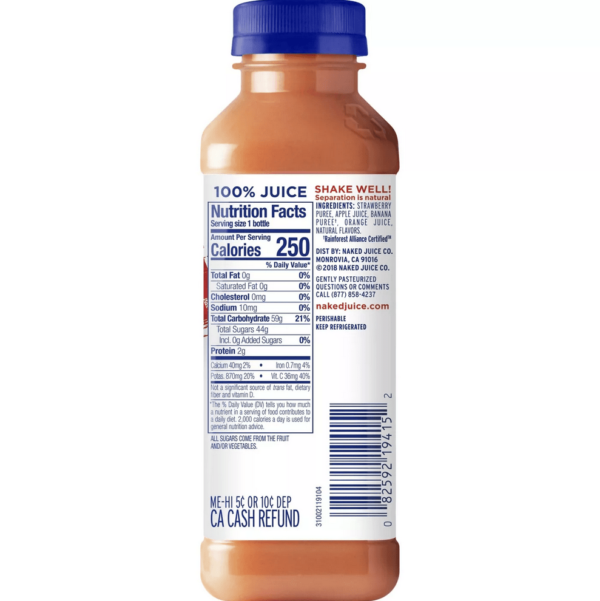 12pks Naked Strawberry Banana Juice Smoothie - 15.2 fl oz/pack - Image 2