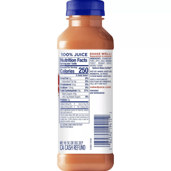 Naked Strawberry Banana Juice Smoothie 15.2 fl oz Bottle2