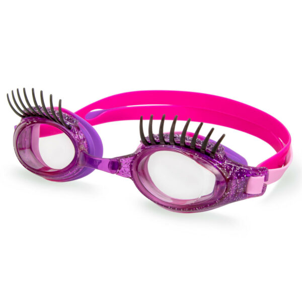 Big Eyelash Latex Free Swim Goggles with UV Protection, Purple and Pink