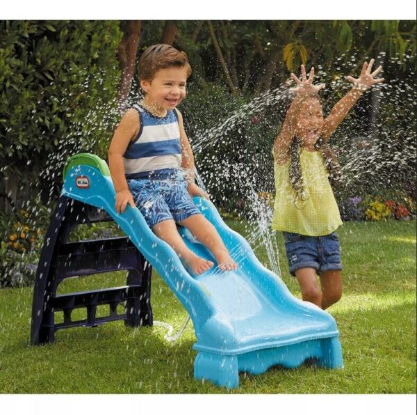 2-in-1 Outdoor Slide Water Splash Slide Little Tikes Toddler slide with 10' vinyl slip mat attachment for water play fun Slide can be used with or without water slip mat Attach hose to spray water on the slip mat Perfect beginner's slide, sized especially for younger kids Slide handrails snap into place Toddler slide 10' vinyl slip mat attachment for water play fun Slide can be used with or without water slip mat Attach hose to spray water on slip mat Perfect beginner's slide Sized especially for younger kids Slide handrails snap into place