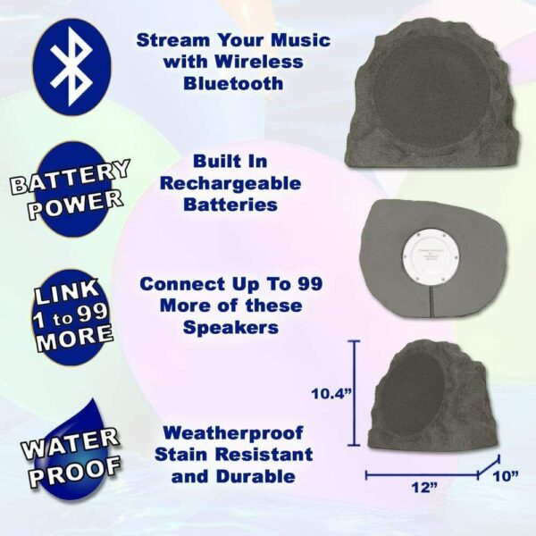 Bluetooth Wireless Rock Speaker 2 Pack Waterproof Design