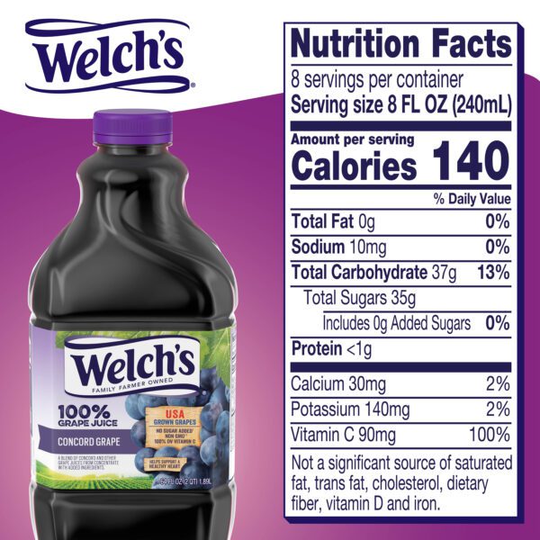 Welch's 100% Grape Juice, Concord Grape, 64 fl oz Bottle