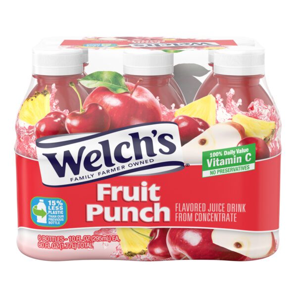 Welch's Fruit Punch Juice Drink, 10 fl oz On-the-Go Bottle