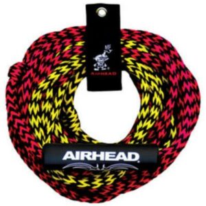 2-Rider 2-Section Tube Rope Airhead Don't let unpredictable water conditions ruin the fun, Airhead's 2-Section Tube Rope adjusts based on the conditions 16-strand rope is pre-stretched and UV-resistant to extend its lifespan Tensile strength over 2,375 lbs 7/16 in thick rope is ideal for tubing in different water conditions 2-section design gives you the option for a 50 ft to 60 ft towing length Includes 1 Rope Keeper for convenient storage Weight: Approximately: .53 pounds
