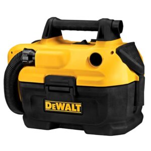 DEWALT 20-Volt Max 2-Gallon Cordless Shop Vacuum Wet Dry Shop Vacuum (Battery Not Included) The DeWalt Wet-Dry Vacuum provides options with a unique cordless/corded design Powered by either 18V or 20V MAX battery or AC outlet Durable, flexible, and easy-to-use 5 ft hose 2 gal tank capacity Washable and reusable HEPA-rated filter traps dust Transport made easy with on-board hose, cord, and accessory storage Includes vacuum, hose, filter, crevice tool attachment, and wide nozzle tool attachment 3-year limited manufacturer's warranty Weight: Approximately: 11.06 pounds
