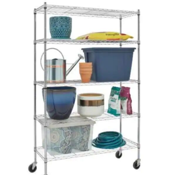 HDX 48 in. 5-Shelf Deco Wire with Casters