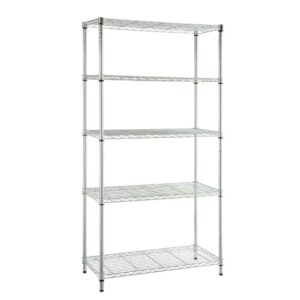HDX Chrome 5-Tier 5-Tier Metal Wire Shelving Unit 36 in. W x 72 in. H x 16 in. D