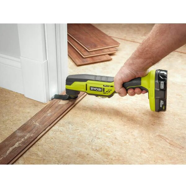 ryboi ONE+ 18V Lithium-Ion Cordless 6-Tool Combo Kit with (2) Batteries, Charger, and Bag RYOBI introduces the 18V ONE+ 6-Tool Combo Kit with Drill/Driver, Impact Driver, Reciprocating Saw, Circular Saw, Multi-Tool, Work Light, (1) 1.5 Ah Battery, (1) 4.0 Ah Battery, 18V Charger, and Bag. The Drill/Driver has a 1/2 in. heavy duty single sleeve keyless chuck with 24-position clutch to match your drilling and driving needs. The Impact Driver features a variable-speed trigger and 1,800 in./lbs. of torque for control and power. The Reciprocating Saw includes a variable speed trigger to provide more control while cutting a variety of materials. The Circular Saw has front pommel handle for 2-handed operation and a left side blade for better visibility. The Multi-Tool features a lock-on button and variable speed dial for superior ergonomics. The Work Light features an ergonomic design and 160 Lumens of light output. The 1.5 Ah and 4.0 Ah Batteries feature lithium-ion cells for longer overall life. The 18V Charger is compatible with all ONE+ Lithium-Ion Batteries. Best of all, this kit is part of the RYOBI ONE+ System of over 260 cordless tools that all work on the same battery platform. Backed by the RYOBI 3-Year Manufacturer's Warranty, the 18V ONE+ 6-Tool Combo Kit includes a drill/driver with screwdriver bit, an impact driver with bit, a reciprocating saw with blade, a circular Saw with blade, a multi-tool with accessories, a work light, 1.5 Ah and a 4.0 Ah battery, an 18V charger, a tool bag, and operator's manuals. Drill/Driver: 24-position clutch and 2-speed gearbox (0 - 450 RPM and 0 - 1,750 RPM) to match your drilling and driving needs Impact Driver: Delivers up to 1,800 in./lbs. of torque and 3200 IPM (impacts per minute) for the most demanding applications Reciprocating Saw: 1 in. Stroke Length and 3,400 SPM (Strokes per Minute) for up to 60% faster cutting (vs P514). Circular Saw: Compact design for better handling and front pommel handle for 2-handed operation Multi-Tool: Variable speed dial achieves 10,000-20,000 OPM for optimal control Work Light: Produces 160 Lumens of light output Batteries: Easily snaps into place and detaches with quick-release easy-access latches Charger: Compatible with RYOBI 18V ONE+ Lithium-Ion Batteries Part of the RYOBI 18V ONE+ System of over 260 cordless tools 3-year manufacturer's warranty Includes: (1) P215 18V ONE+ Drill/Driver with bit, (1) P235A 18V ONE+ Impact Driver with bit, (1) P519 18V ONE+ Reciprocating Saw with blade, (1) P505 18V ONE+ Circular Saw with blade and blade wrench, (1) P343 18V ONE+ Multi-Tool, (1) P705 18V ONE+ Work Light, (1) P189 18V ONE+ 1.5 Ah Battery, (1) P197 18V ONE+ 4.0 Ah High Capacity Battery, (1) P118B 18V ONE+ Charger, (1) Bag, and operator's manuals