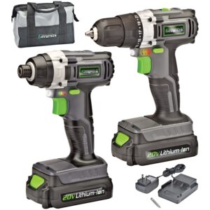 20-Volt Cordless Li-Ion 2-Speed Drill Impact Driver Combo Kit Genesis Lose the cord but don’t give up the power! Get more power and run time with this 20-Volt Cordless Li-Ion 2-Speed Drill/Impact Driver Combo Kit from Genesis! This versatile power tool features 2 variable speed ranges and 21 + 1 torque/clutch settings. And when you put this cordless drill away for months at a time, its lithium ion battery will still hold a charge for up to 18 months! Compact, lightweight & powerful More power & double the run time of NiCd drills & impact drivers Battery holds its charge up to 18 months in storage Max torque: 350in-lbs 2 variable speed ranges for versatility Built-in LED work light On-board battery power indicator 3/8" single-sleeve keyless chuck 21+1 torque/clutch settings Electric brake Weight: 2.5lbs 2-year warranty Includes two 20V batteries, charger, #2 Phillips bit & storage bag