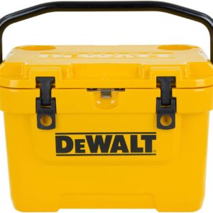 Dewalt Cooler 10 Qt Roto Molded Heavy Duty Ice Chest The DEWALT Cooler 10 Quart Lunch Box Cooler is the perfect tool for carrying your lunch to the jobsite. This cooler can keep food and beverages cold for days and is ideal for taking to backyard barbeques, campgrounds, sporting events or wherever life may take you. The T.O.U.G.H. Roto-mold design is nearly indestructible and will stand up to the roughest treatment. The strong exterior construction reduces the amount of stress typically put on a cooler during everyday use. The reinforced pressure-injected insulation provides superior ice retention and ensures Temperature Optimization Under Great Heat. Keep your drinks and food colder longer with the DEWALT 10 Quart Lunch Box Cooler.