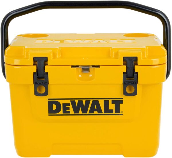 Dewalt Cooler 10 Qt Roto Molded Heavy Duty Ice Chest The DEWALT Cooler 10 Quart Lunch Box Cooler is the perfect tool for carrying your lunch to the jobsite. This cooler can keep food and beverages cold for days and is ideal for taking to backyard barbeques, campgrounds, sporting events or wherever life may take you. The T.O.U.G.H. Roto-mold design is nearly indestructible and will stand up to the roughest treatment. The strong exterior construction reduces the amount of stress typically put on a cooler during everyday use. The reinforced pressure-injected insulation provides superior ice retention and ensures Temperature Optimization Under Great Heat. Keep your drinks and food colder longer with the DEWALT 10 Quart Lunch Box Cooler.