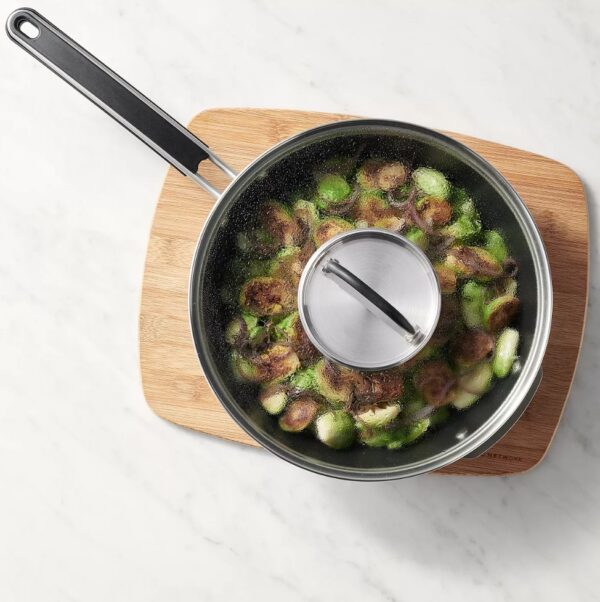 Hard Anodized Cookware 10-pc. Hard-Anodized Nonstick Cookware Set Food Network™ Hard Anodized Cookware,With a neat, easy-to-store stacking design, this 10-piece cookware set is a must-have in every busy kitchen. PRODUCT FEATURES Nonstick cookware makes cooking and cleanup a breeze. Cookware stacks neatly for organized storage WHAT'S INCLUDED 1.5-qt. saucepan with lid 3-qt. saucepan with lid 6-qt. stockpot with lid 3-qt. saute pan with lid 8-in. skillet 10-in. skillet PRODUCT CONSTRUCTION & CARE Aluminum Dishwasher safe, hand wash recommended Oven safe to 350°F Safe for use with nylon, silicone and wood utensils. Not safe for use with metal utensils.