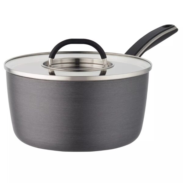Hard Anodized Cookware 10-pc. Hard-Anodized Nonstick Cookware Set Food Network™ Hard Anodized Cookware,With a neat, easy-to-store stacking design, this 10-piece cookware set is a must-have in every busy kitchen. PRODUCT FEATURES Nonstick cookware makes cooking and cleanup a breeze. Cookware stacks neatly for organized storage WHAT'S INCLUDED 1.5-qt. saucepan with lid 3-qt. saucepan with lid 6-qt. stockpot with lid 3-qt. saute pan with lid 8-in. skillet 10-in. skillet PRODUCT CONSTRUCTION & CARE Aluminum Dishwasher safe, hand wash recommended Oven safe to 350°F Safe for use with nylon, silicone and wood utensils. Not safe for use with metal utensils.