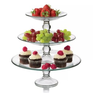 3-Tier Platter Food Network 3-Tier Platter,Make your favorite snacks a centerpiece with this three tier platter. PRODUCT FEATURES Tiered design turns food into art PRODUCT CONSTRUCTION & CARE Glass Dishwasher safe PRODUCT DETAILS 14-in. bottom platter 10.6-in. middle platter 7.5-in. top platter