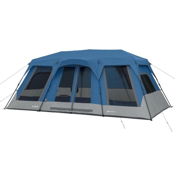 Member's Mark 12-Person Instant Cabin Tent with LED Light Hub Light up your next outdoor adventure with the 12-Person Instant Cabin Tent with LED Lights. The poles are pre-attached to the tent, so all you need to do is unpack, unfold, and extend it for instant assembly. This tent features six large mesh windows and one adjustable ground vent for improved air circulation. This tent comfortably fits three queen-sized air mattresses or 12 campers in sleeping bags on the floor. Keep yourself organized and connected with mesh storage pockets and electrical cord access. The integrated LED-lighted hub provides ambient light throughout the tent and can be adjusted to high, medium, or low settings. This tent also features a removable rainfly with a 1,200mm water-resistant coating. 12-Person Instant Cabin Tent with LED Lights is great for all your camping experiences.