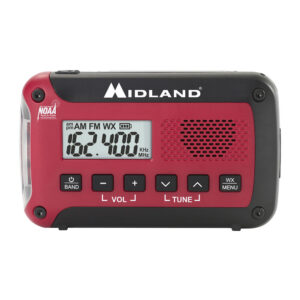 Midland Emergency Alert AM FM NOAA Weather Radio Don’t be caught off guard when you’re off the grid - be prepared at all times with the ER10VP Emergency Alert AM/FM Weather Radio. An essential piece of equipment when you’re hiking, fishing, hunting, overlanding, or camping with the family, the ER10VP will immediately alert you of incoming inclement weather. This versatile radio doubles as a flashlight with Hi, Lo, and SOS strobe options in case of emergency. Its slim and compact design lets you easily slip it into your pocket or gear bag, and it comes equipped with a wrist lanyard to keep it on you at all times. Leisurely listen to AM/FM radio with the comfort of knowing that you will be warned of any emergency weather in your area. NOAA Weather Radio with Alert - delivers visual and audio alerts LED High/Lo Beam Flashlight w/ SOS strobe AM/FM Radio with Digital Clock Headphone jack Wrist Lanyard Compact Size: 5" x 3" x 1.2" Includes 3 Midland AA Batteries