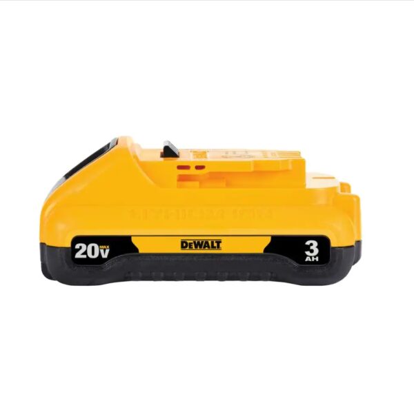 20-Volt MAX Compact Lithium-Ion 3.0Ah Battery Pack with 12-Volt to 20-Volt MAX Charger dewalt The DCB230C includes a 3.0 Amp Hour Lithium-Ion battery pack and charger. 3.0Ah capacity provides run time needed for high demand applications. This pack charges in 45-minutes or less. Same runtime and power in a lighter, shorter package compared to DCB200 33% more runtime than DC9096 18-Volt battery 22% lighter (1.06 lbs.) than DCB200 No memory and virtually no self-discharge for maximum productivity and less downtime 3 LED fuel gauge to quickly check state of charger on battery Part of the 20-Volt max system 3.0 Amp hour capacity Diagnostics with LED indicator for battery charge status of charged, charging, power line problem, replace pack or battery temperature problem Charges DEWALT 12-Volt to 20-Volt max lithium-ion batteries