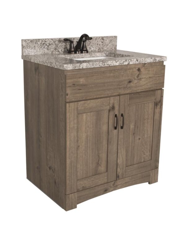 Dakota Monroe 30 inches W 21 inches D Cottage Bathroom Vanity Cabinet The Monroe Collection creates elegant and functional furnishings that make your home a showcase for your taste and style. This space saving vanity features a shaker style design and generous interior storage. Cabinet Color Cottage Hardware Finish Not Included Cabinet Material Engineered Wood Number of Doors 2 Number of Drawers No Drawers Installation Type Freestanding Assembly Details Fully Assembled Compatible Top Dimensions 31"W x 22"D Toekick Style Enclosed Dimensions 34 in H x 30 in W x 21-5/8 in D Weight 67 pounds ATTN: Vanity top, faucet and cabinet hardware sold separately Shaker door design with finished interior Double door vanity base with toe kick Adjustable soft close hinges Generous interior storage Comfortable 34" height Perfect for smaller bathrooms ATTN: Vanity top, faucet and cabinet hardware sold separately