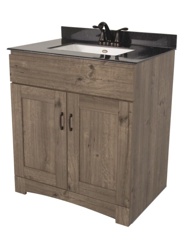 Dakota Monroe 30 inches W 21 inches D Cottage Bathroom Vanity Cabinet The Monroe Collection creates elegant and functional furnishings that make your home a showcase for your taste and style. This space saving vanity features a shaker style design and generous interior storage. Cabinet Color Cottage Hardware Finish Not Included Cabinet Material Engineered Wood Number of Doors 2 Number of Drawers No Drawers Installation Type Freestanding Assembly Details Fully Assembled Compatible Top Dimensions 31"W x 22"D Toekick Style Enclosed Dimensions 34 in H x 30 in W x 21-5/8 in D Weight 67 pounds ATTN: Vanity top, faucet and cabinet hardware sold separately Shaker door design with finished interior Double door vanity base with toe kick Adjustable soft close hinges Generous interior storage Comfortable 34" height Perfect for smaller bathrooms ATTN: Vanity top, faucet and cabinet hardware sold separately