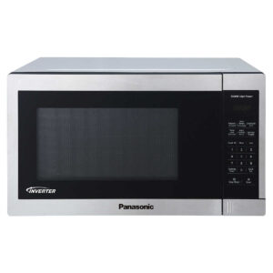 Panasonic 1.3CuFt Stainless Steel Countertop Microwave Oven NN-SC668S Inverter Cooking A seamless stream of cooking power evenly heats and reheats foods edges to center at all 10 power levels. • Minimal Footprint The microwave oven's minimal exterior footprint helps maximize limited countertop space. • 1200-Watt Cooking Power Enjoy faster cooking times with 1200 Watts high power to cook flavorful foods while maintaining natural nutrients. • Adaptable Glass Turntable Dishwasher-safe 12-13/32-in. glass turntable accommodates a variety of dish and plate sizes, including a moderate-size casserole dish. • Easy Clean Interior Improved 1.1 cu. ft. interior surface material enables quick, easy oven cleanup. • Turbo Defrost A dedicated sensor makes quick, even thawing easier with no frozen centers or overheated edges. • Touch-Pad Control Panel and LED Easily activates and controls 10 power levels, 7 auto cook menus, auto defrost and more. The bright white readout clearly shows cooking times and progress • 3-Level Popcorn Button Select the optimal popping temperature and time for different microwave bag capacities (3.2, 2.7, or 1.5 oz.). • Child Lock For safety, a child safety lock mode is included to keep young hands from operating the oven. • 30-Second Heating A quick 30-second timer lets you set cooking and reheating times in convenient 30-sec. intervals, or add a half-minute or two when needed. WARNINGWARNING: This product can expose you to chemicals including Lead, which are known to the State of California to cause cancer. For more information go to: www.P65Warnings.ca.gov.