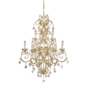 Patriot Lighting® Newcastle 9-Light Gilded White Gold Chandelier This brilliantly designed Patriot Lighting® nine-light chandelier can be added to your décor to create a bold statement. The charming look of the crystal drops together with the gilded white gold finish creates the right combination of luxurious style that is sure to update the look of any room. Included accessories: mounting hardware, installation instruction Gilded white gold finish Step out of the ordinary and experience it for yourself