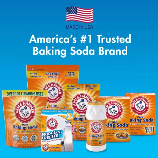 Arm & Hammer Pure Baking Soda Nothing compares to Arm&Hammer™ Pure Baking Soda (15 lbs). This household staple is the ultimate multitasker, ideal for baking, cleaning, disinfecting, deodorizing and more. Arm&Hammer baking soda is America's #1 trusted brand, found in more homes than any other brand for over 165 years. Arm&Hammer Pure Baking Soda: Making Its Mark Since the 1840s Arm&Hammer baking soda got its start all the way back in 1846 when two brothers-in-law began selling bicarbonate of soda to the public. Within one year, their home business became a full-blown company. By 1860, the company was sending its customers valuable tips by mail, positioning the pure baking soda for cooking using family recipes; this approach helped the company grow into worldwide distribution by the end of the century. In 1922, the company revisited its successful approach from 1860, but this time by positioning Arm&Hammer pure baking soda as a powerful cleaning agent, as well as vital for personal care. They took an even bolder step in 1927 by taking their message to the world via a series of advertisements in some of America's most popular magazines. Their efforts catapulted Arm&Hammer to the highest echelons of commercial success, making it the world's leading brand of pure baking soda, an honor that remains to this day.