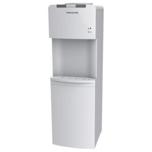 Frigidaire Enclosed Hot and Cold Water Cooler Dispenser (White) Accepts standard 3 or 5 gal. water bottles Stainless steel welded tank prevents from overheating and draining water 100 watt cooling power; 420 watt heating power Hot and cold water, with safety lock for hot button Compressor-cooled for always-cold water Fashionable, low-noise design saves power Indicator lights for ease in operation Removable drip tray for easy cleanup Adjustable front leveling legs White Product Manual Here SDS Here Warranty Here