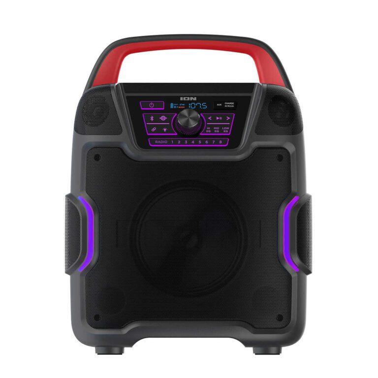 ION Audio Pathfinder 320 All Weather Speaker 5XL™ 200W 320° Speaker System Up to 100 Hour Battery Life IPX5 Water-Resistant App-Enable Control For Audio & Lighting Effects Fast Charging USB Port