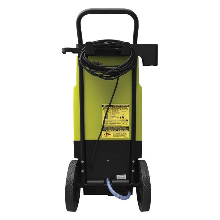 Koblenz 1,900 PSI Self-Contained Pressure Washer Powerful 1,900psi engine Does not require water hose connection 7.92gal water tank Washes a full-size SUV Auto shutoff system Water flows at 1.19L/min Max water temperature: 104°F 16.4ft high-pressure hose 35ft line cord Detergent tank Wheels offer easy transport Accessory holder & ergonomic handle 1-year warranty Includes water gun, wand with adjustable nozzle & solution dispenser