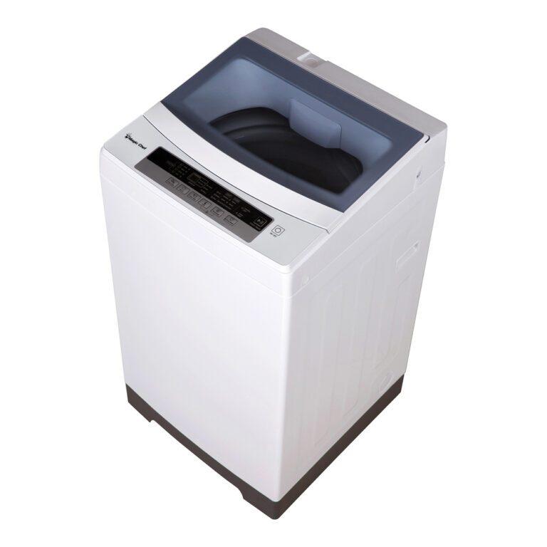 Magic Chef 1.6-Cu.-Ft. 340-Watt Top Load Washer White For limited-space areas and small loads, the White Magic Chef Compact 1.6-Cu.-Ft. Top Load Washer is a lifesaver. You can easily set your desired wash cycle using the electronic controls with LED display. Choose from 6 wash cycles, 3 water level settings, and 3 temperature settings to accommodate a variety of fabrics. Equipped with a number of convenient features, it includes a soft-close lid with a glass viewing window, stainless steel inner tub, detergent dispenser, and auto delay start. Ideal for anywhere you need to save space, this portable washer makes a great choice for apartments and vacation homes.
