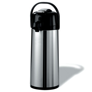 Member's Mark Stainless Steel 2.2 L Airpot with Lever Ideal for a variety of settings, Stainless Steel 2.2 L Airpot with Lever keeps beverages at the ready—hot or cold—for 6-8 hours! Stainless-steel exterior Glass vacuum-insulated interior Handle for easy transport Keeps liquids hot or cold for 6-8 hours Holds 2.2 Liters (74.4 oz.) Keeps Drinks Hot or Cold for Up to 8 Hours This airpot features a durable stainless steel exterior. The glass vacuum insulated interiror keeps liquids hot or cold for six to eight hours. Dispense Beverages With a Push of the Lever The pump-action lever dispenses the perfect amount with just a few pumps, making it easy for anyone to use.