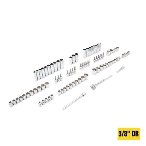 Performax® Control Drive® SAE Metric Mechanic's Tool Set - 285 Piece Set includes 3 ratchets, 51 - 1/4" drive deep and standard SAE and metric sockets, 85 - 3/8" drive deep and standard SAE and metric sockets, 23 - 1/2" drive deep and standard SAE and metric sockets, 3 spark plug sockets, 14 standard combination wrenches, 4 extensions, 40 hex keys, 1 spinner handle, and 1 magnetic bit driver with 60 screwdriver and nut driver bits 6-point and 12-point design sockets Wrenches feature a 15° offset box end angle, providing clearance and increased leverage Magnetic bit driver with 48 bits covers the most commonly used screws and bit fasteners Precision forged from chrome vanadium steel for optimum strength and durability Large roll-stamped callouts for clear and pronounced size identification Organized in a fitted blow molded case for easy transport and storage