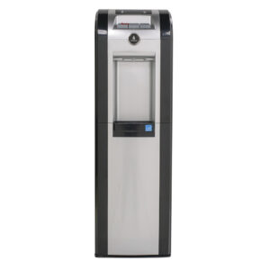 Vitapur® Bottom Load Water Cooler This innovative Bottom Load water cooler makes changing empty water bottles a snap. Lifting heavy bottles and cleaning accidental spills are eliminated, as the bottle is connected and stored in the bottom cabinet. The dispenser featured with a rich black and platinum finish it is sure to complement any room. Included: convenient 24/7 hot water. Listing Agency Standards  CSA, CSA/UL Electrical, Energy Star Minimum Temperature  39 ~46°F Maximum Temperature  194 ~201°F Dimensions  40.7 in H x 13.5 in W x 12.5 in D Weight  42.5 lbs.