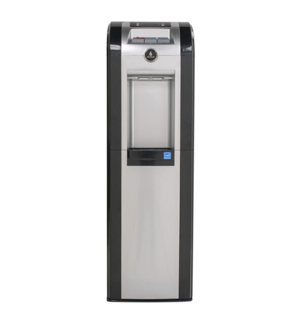 Vitapur® Bottom Load Water Cooler This innovative Bottom Load water cooler makes changing empty water bottles a snap. Lifting heavy bottles and cleaning accidental spills are eliminated, as the bottle is connected and stored in the bottom cabinet. The dispenser featured with a rich black and platinum finish it is sure to complement any room. Included: convenient 24/7 hot water. Listing Agency Standards  CSA, CSA/UL Electrical, Energy Star Minimum Temperature  39 ~46°F Maximum Temperature  194 ~201°F Dimensions  40.7 in H x 13.5 in W x 12.5 in D Weight  42.5 lbs.