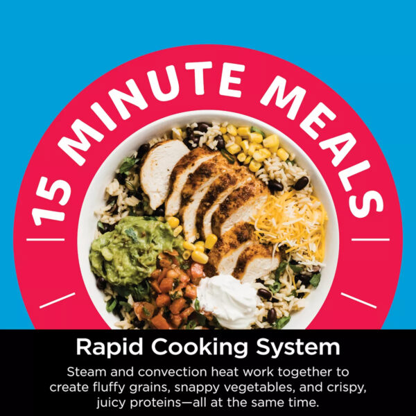 Ninja Speedi Rapid Cooker & Air Fryer ONE-TOUCH, ONE-POT MEALS IN 15 MINUTES: Choose your base, your vegetables, and your protein to create an entire meal in one pot in as little as 15 minutes with the Speedi Meals function. CREATE A MEAL FOR UP TO 4: With 6-qt. capacity, fit up to 4 chicken breasts and 1 lb. of pasta to create a whole family meal in one pot. 12-IN-1 FUNCTIONALITY: Choose from Speedi Meals, Steam & Crisp, Steam & Bake, Steam, or Proof in Rapid Cooker mode and unlock Air Fry, Bake/Roast, Air Broil, Dehydrate, Sear & Saute, Slow Cook, and Sous Vide functions in Air Fry mode. RAPID COOKING SYSTEM: Quickly create moisture with steam while caramelizing and crisping with air fry technology at the same time in one pot when in Rapid Cooker mode to get restaurant-worthy results. SMARTSWITCH FUNCTIONALITY: Easily switch between Air Fry mode and Rapid Cooker mode to unlock endless possibilities. THOUSANDS OF SPEEDI MEALS: Ninja’s Speedi Meal Builder unlocks thousands of customizable recipes with ingredients that are already in your fridge or pantry. AIR FRY HEALTHY MEALS: Up to 75% less fat when using the air fry function vs. traditional deep frying. Tested against hand-cut, deep fried French fries. SPEEDI CLEANUP: Nonstick pot and crisper tray are dishwasher-safe, making cleanup quick and easy.